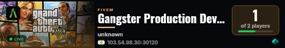 Gangster Production Dev Server || Qbox Framework live status badge