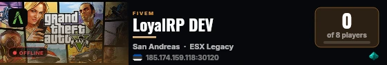 LoyalRP DEV live status badge