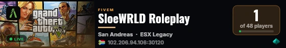 SloeWRLD Roleplay live status badge