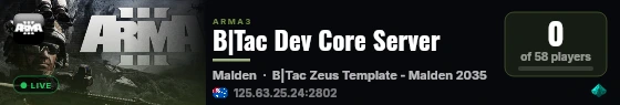 B|Tac Dev Core Server live status badge