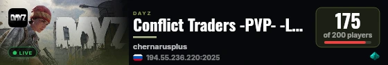 Conflict Traders -PVP- -LOOT++- -TRADERS- -HC- live status badge