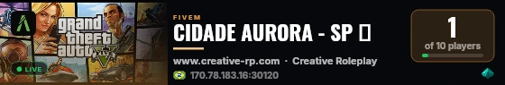 CIDADE AURORA - SP 🌴 live status badge
