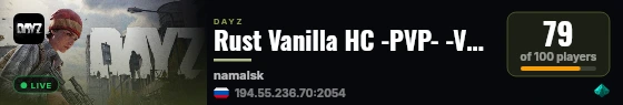 Rust Vanilla HC -PVP- -VANILLA- -HC- live status badge