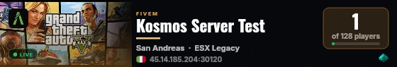 Kosmos Server Test live status badge