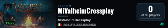 MiValheimCrossplay live status badge