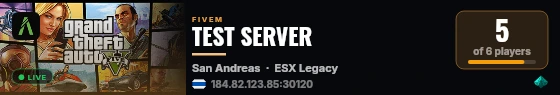 TEST SERVER live status badge