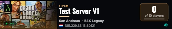 Test Server V1 live status badge