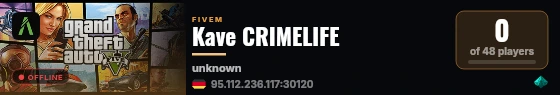 Kave CRIMELIFE live status badge