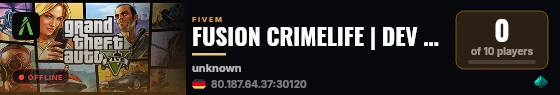 FUSION CRIMELIFE | DEV SERVER live status badge