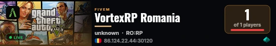 VortexRP Romania live status badge