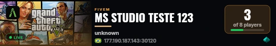 MS STUDIO TESTE 123 live status badge