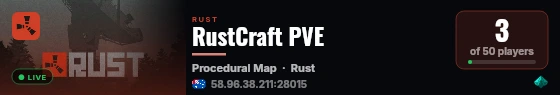 RustCraft PVE live status badge