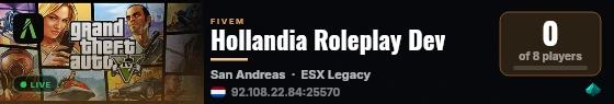 Hollandia Roleplay Dev live status badge