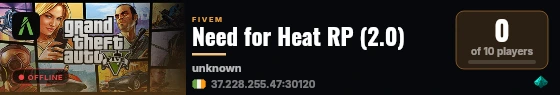 Need for Heat RP (2.0) live status badge