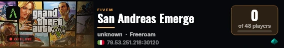 San Andreas Emerge live status badge