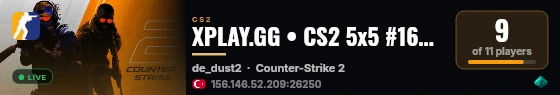 XPLAY.GG • CS2 5x5 #163 • [TR] live status badge