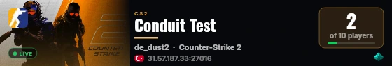 Conduit Test live status badge