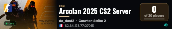 Arcolan 2025 CS2 Server live status badge