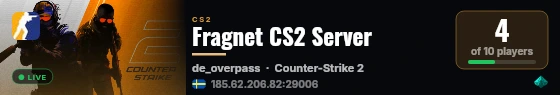 Fragnet CS2 Server live status badge