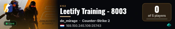Leetify Training - 8003 live status badge