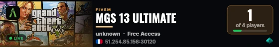 MGS 13 ULTIMATE live status badge
