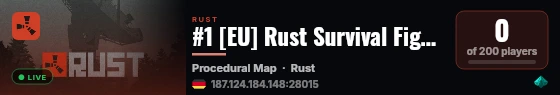 #1 [EU] Rust Survival Fighters Max4 Kits live status badge