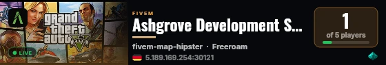 Ashgrove Development Server live status badge