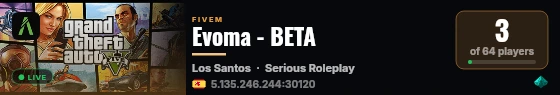Evoma - BETA live status badge