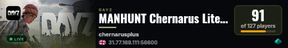 MANHUNT Chernarus Lite #2 [1PP] WIPE 12.09 live status badge