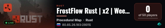 FrostFlow Rust | x2 | Weekly Wipe Mon live status badge