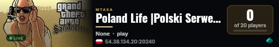 Poland Life |Polski Serwer RPG| @ ServerProject.net live status badge