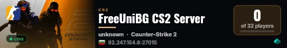 FreeUniBG CS2 Server live status badge