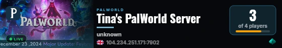 Tina's PalWorld Server live status badge