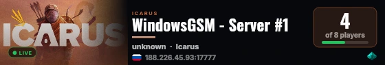 WindowsGSM - Server #1 live status badge