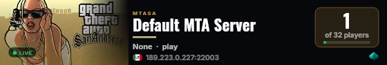 Default MTA Server live status badge