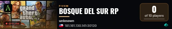 BOSQUE DEL SUR RP live status badge