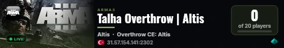Talha Overthrow | Altis live status badge