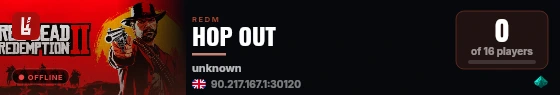HOP OUT live status badge