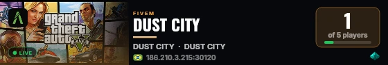 DUST CITY live status badge