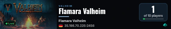 Flamara Valheim live status badge