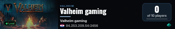 Valheim gaming live status badge
