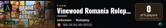 Vinewood Romania Roleplay - Staff Free live status badge