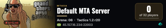 Default MTA Server live status badge