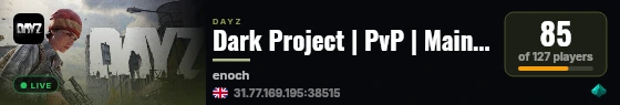 Dark Project | PvP | Main | Server 2 live status badge