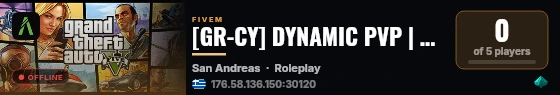 [GR-CY] DYNAMIC PVP | High FPS | 100+ GUNS | CUSTOM MAPS | CAYO PERICO |  live status badge