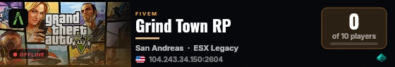 Grind Town RP live status badge