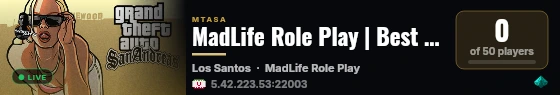 MadLife Role Play | Best Server In Iran  live status badge