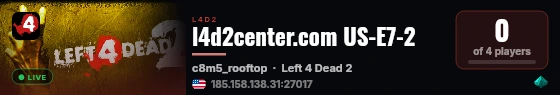 l4d2center.com US-E7-2 / 2v2 Zonemod v2.9.1b live status badge