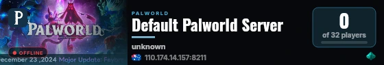Default Palworld Server live status badge