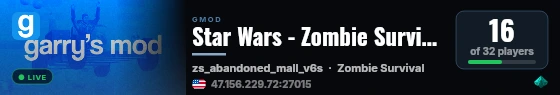 Star Wars - Zombie Survival Test Server live status badge